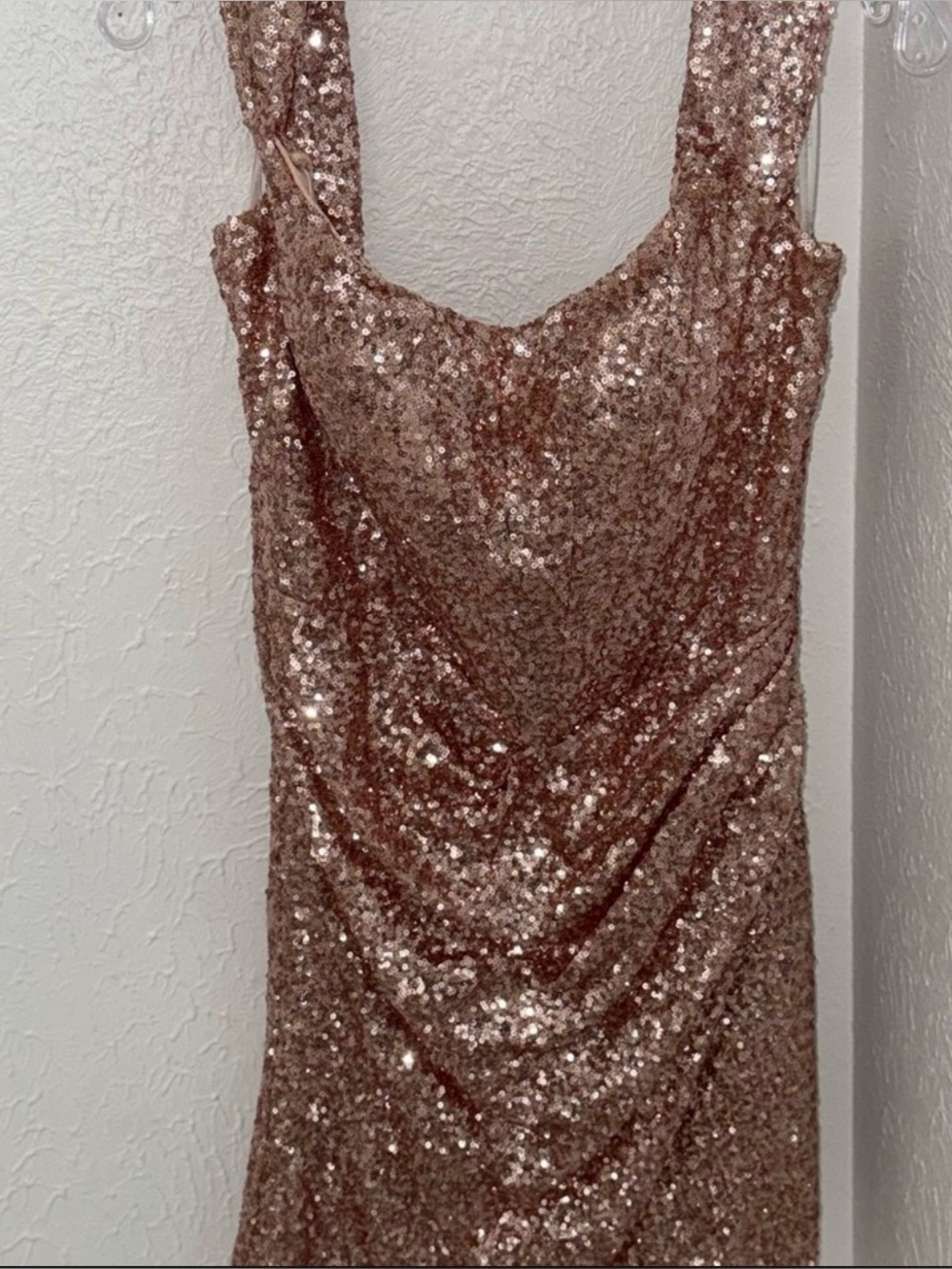 Sherri Hill Sparkling Mini Dress in Rose Gold sleeves are detachable - Picture 1 of 7